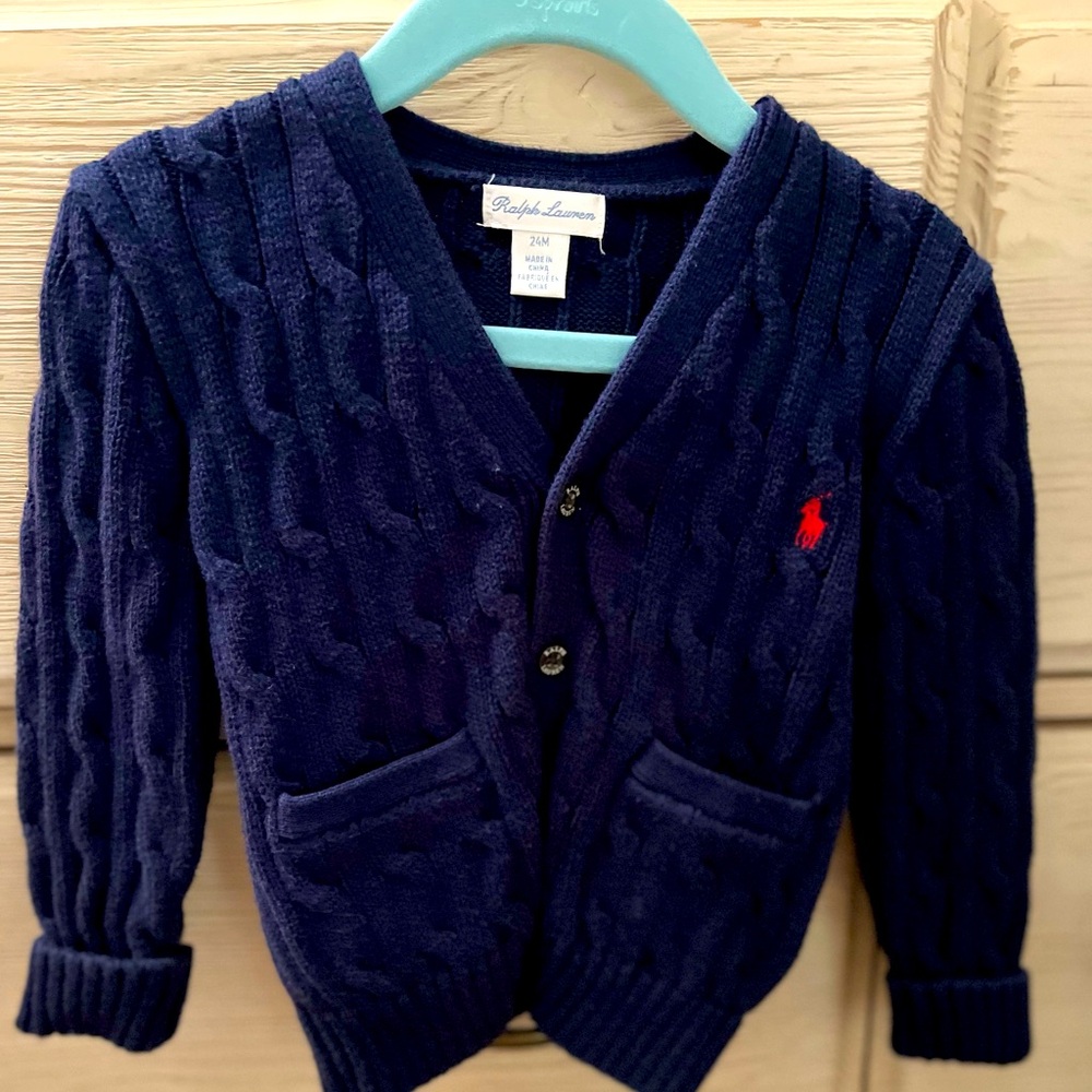 Ralph Lauren kids children signature cable cardigan sz 24 months